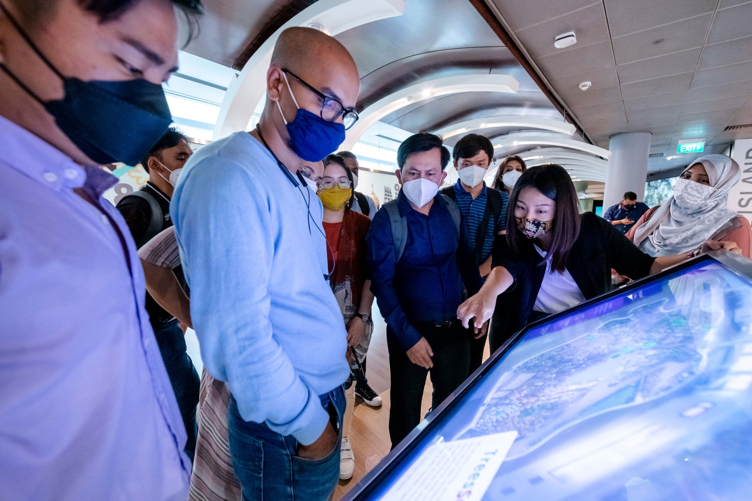 The Fellows on a tour at the Smart Nation CityScape and Singapore City Gallery